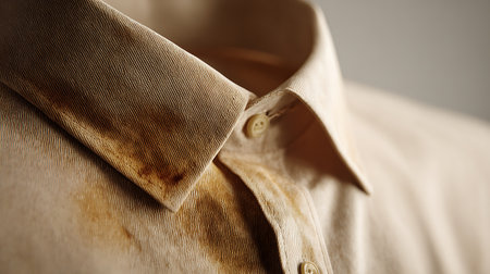 close up of a man's shirt with brown fabric in the studioの素材