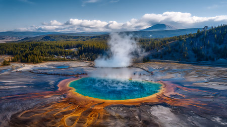 Grand Prismatic Spring, Yellowstone National Park, Wyoming, United Statesの素材