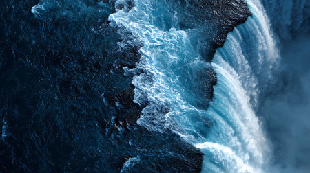 Waterfall in the sea. 3d rendering, 3d illustration.の素材