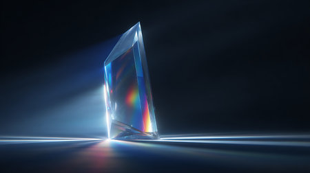 3d render, transparent glass cube in the dark, digital illustrationの素材