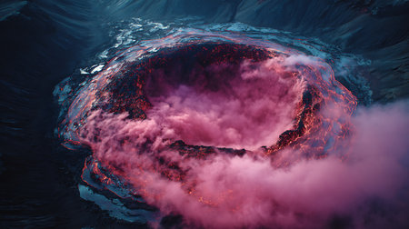 Volcanic eruption with lava in the crater. 3d illustrationの素材