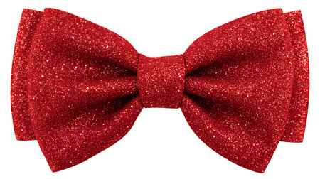 Red bow tie isolated on white background. Clipping path included.の素材