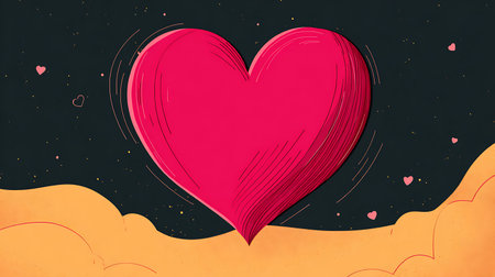 Valentine's day background with heart and clouds. Vector illustration.の素材
