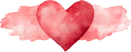 Watercolor red heart on white background. Valentines day card.の素材