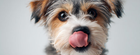 Portrait of a Jack Russell Terrier with tongue sticking out.の素材