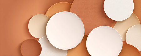 Abstract background with paper circles. 3d rendering, 3d illustration.の素材