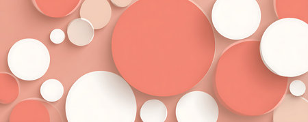 3d rendering of white and red circles in paper cut style backgroundの素材