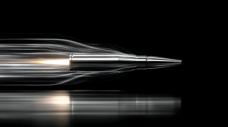bullet on a black background. 3d rendering, 3d illustration.の素材