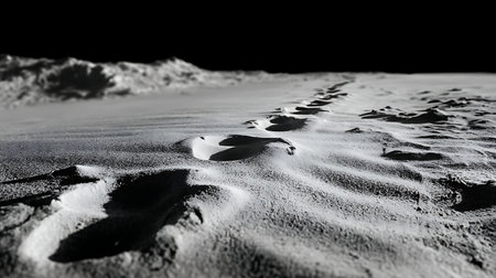 Footprints in the snow on the surface of the planet Mars.の素材