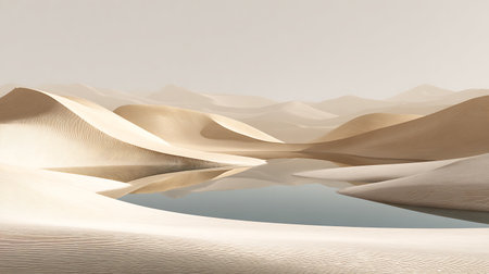 Abstract sand dunes in the desert. 3d render illustration.の素材