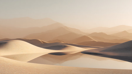Sand dunes in the desert at sunset. 3d illustration.の素材