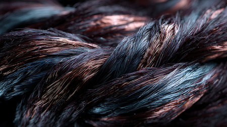 close up of black and brown fiber optic cable for background use.の素材