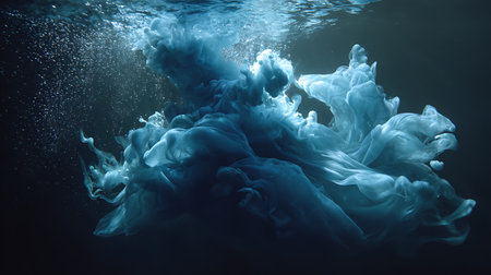 Blue ink in water. Cloud of ink in water. Abstract backgroundの素材