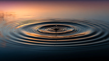 Water drops on the surface of a rippled water surface.の素材