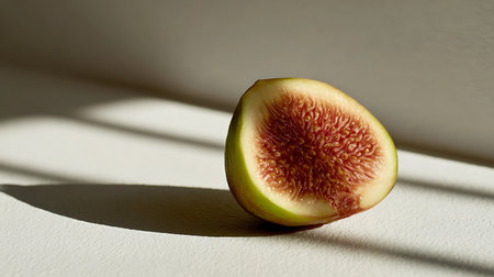 Fresh figs on a white background with hard light and shadows.の素材