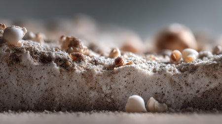 Cereal cake with millet grains on a light background.の素材