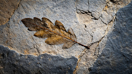 Dry leaf on stone background, close up. Nature concept.の素材