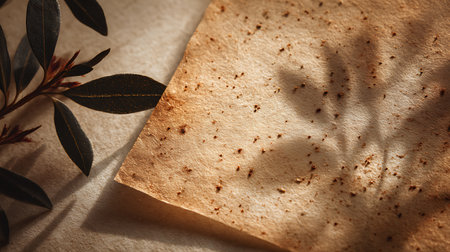 Old paper with shadow on it. Vintage style. Copyspace.の素材