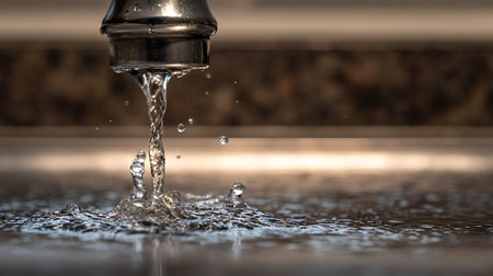 faucet with water drops, close-up, shallow depth of fieldの素材