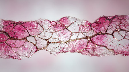 Macro photo of a broken bone with pink tint. 3D renderingの素材