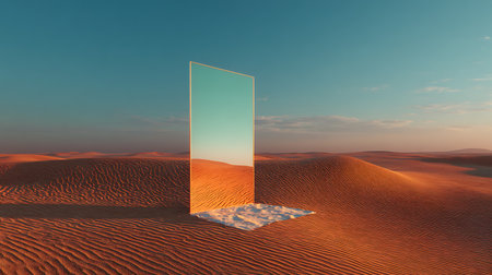 Door in the desert. 3D render. Conceptual image.の素材