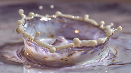 Splash and crown of a falling drop of milk or liquid.の素材
