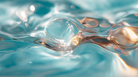 Water surface with waves and bubbles. Abstract background for design. Macro.の素材