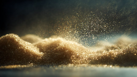Abstract gold glittering background with bokeh defocused lights.の素材