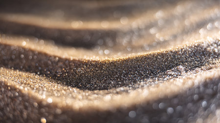 Close up of glittering golden fabric texture background. Macro shot.の素材