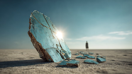 Blue stone on the beach. Mixed media. Mixed media. Mixed mediaの素材