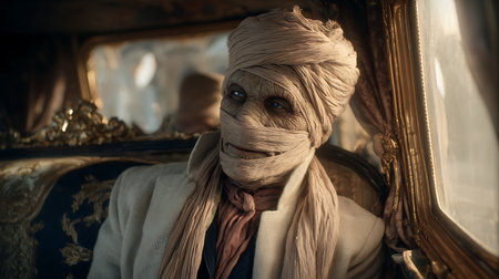 Portrait of a man in a turban in the interior.の素材