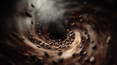 Coffee beans in the hole. 3d rendering, 3d illustration.の素材