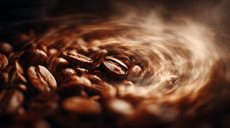 Coffee beans on a dark background. Selective focus.の素材