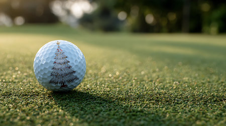 Golf ball on green grass ready to be shot at golf courseの素材