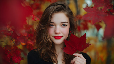 Portrait of a beautiful young woman with long blond curly hair.の素材