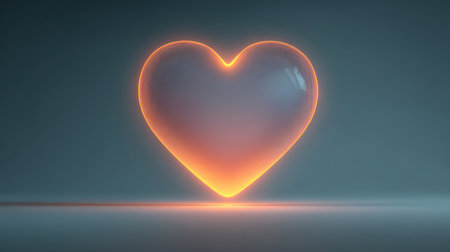 Glowing heart on a blue background. 3d rendering toned imageの素材