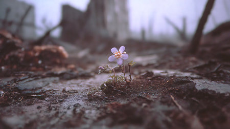 Hepatica nobilis blooming in the spring forestの素材