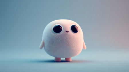 Funny monster with big eyes on blue background. 3d renderingの素材