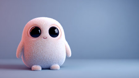 Cute funny monster on a blue background. 3d rendering.の素材
