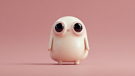 Cute Easter egg with eyes and mouth. 3d rendering.の素材