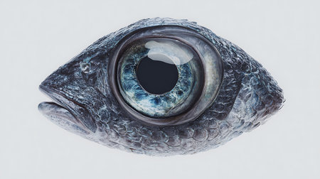 Eye of a fish on a white background. 3d illustration.の素材