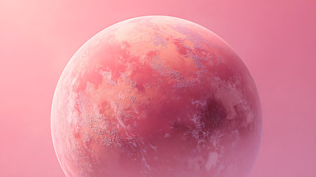 3d render of a planet in the sky, with a pink backgroundの素材
