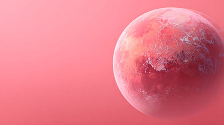 Planet Mars on a pink background. 3d render of planet.の素材