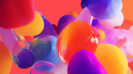 Abstract background with multicolored balls. 3d rendering, 3d illustration.の素材