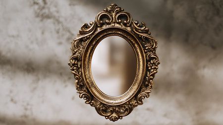 Vintage picture frame on grunge wall background with copy space.の素材