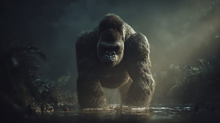 Gorilla in the rainforest. Western Lowland gorilla in rainforest.の素材