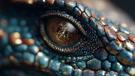 Macro shot of the eye of a crocodile. Close-up.の素材