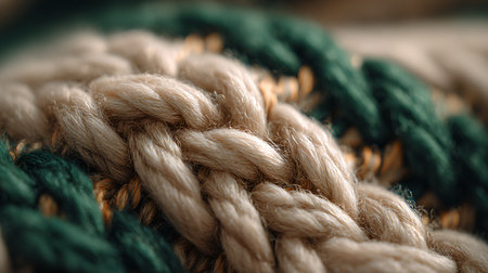 Close up of knitted woolen rope. Knitted woolen backgroundの素材