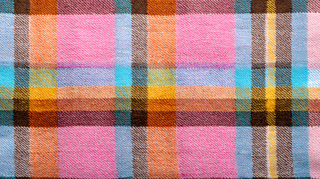 Colorful checkered fabric as background. Close-up.の素材