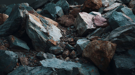 Pile of stones in a quarry. 3d rendering, 3d illustration.の素材